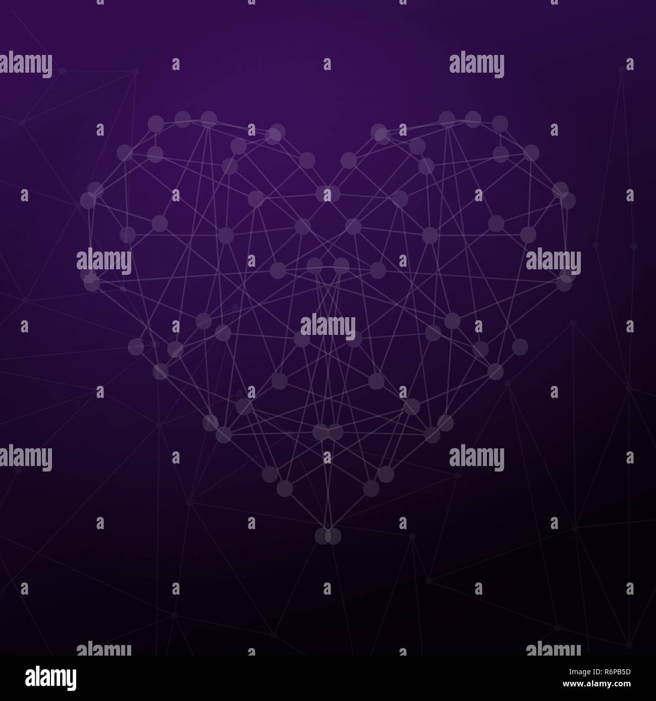 La forme géométrique du coeur. Valentines Day. Lignes et points. Carte de pourpre. Illustration de Vecteur