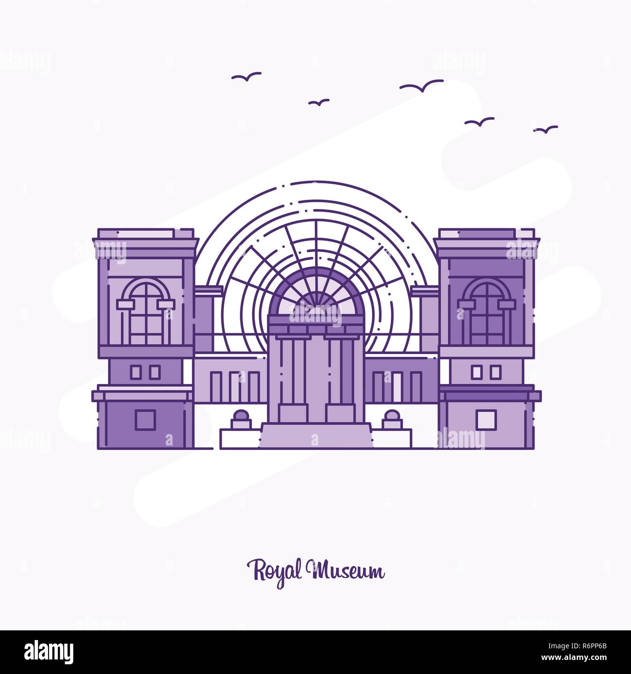 Monument Musée Royal Purple Ligne pointillée skyline vector illustration Illustration de Vecteur