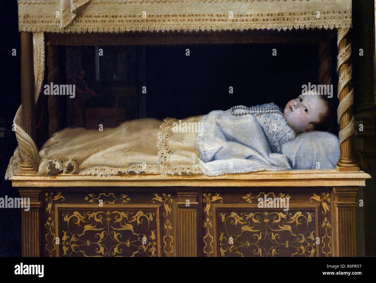 Enfant couché dans un berceau par Prospero Fontana (1512-1597) Italie italien du 16e siècle Banque D'Images