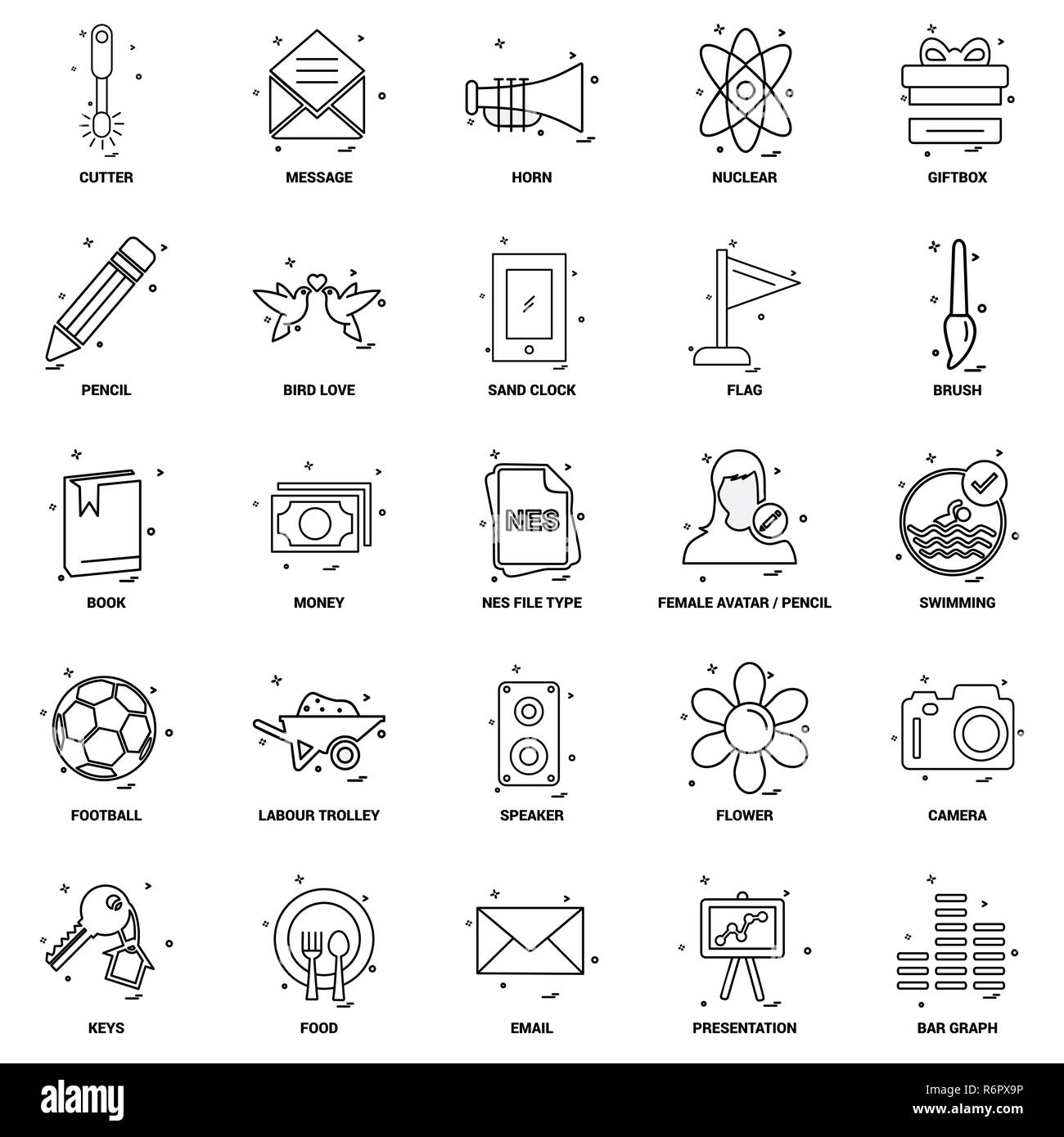 25 Concept d'entreprise Ligne Mix Icon Set Illustration de Vecteur