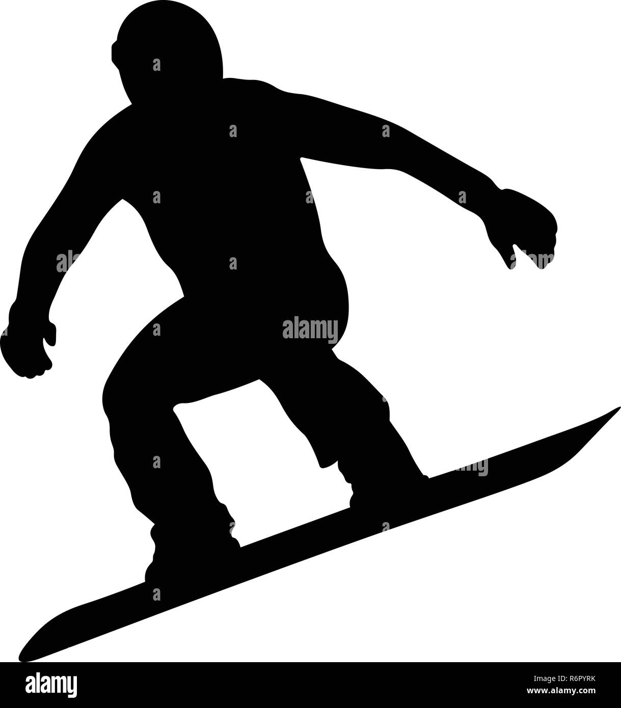 Homme snowboarder sautant sur snowboard silhouette noire Illustration de Vecteur