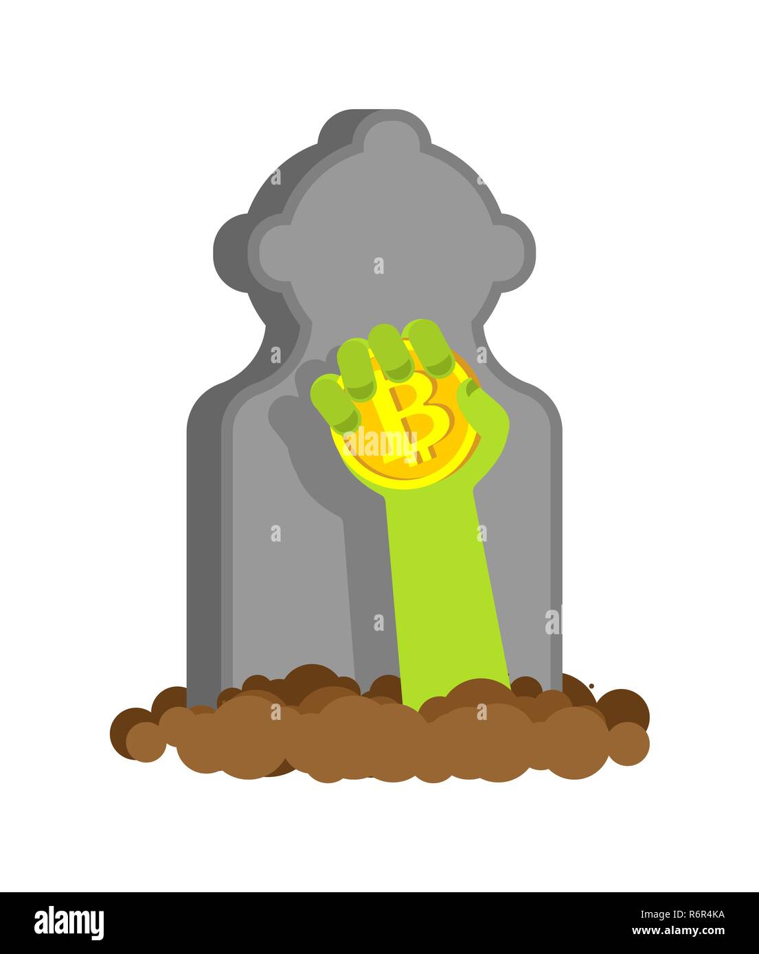 Mise à jour de la main de Bitcoin - zombie Revival. Cryptocurrency ressuscité. L'argent électronique de récupération. Ascension Illustration de Vecteur