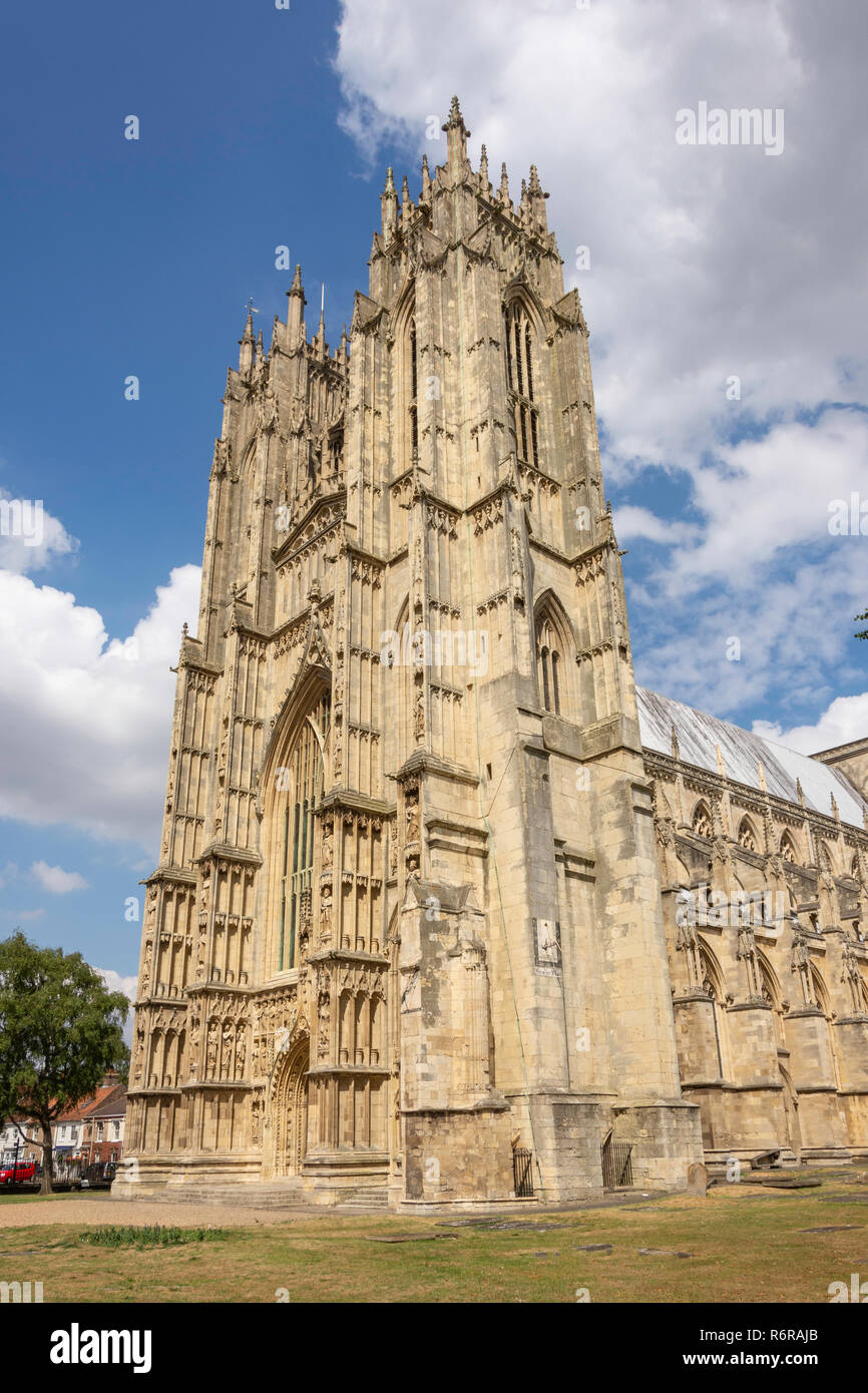 Les tours de l'Ouest, Beverley Minster, Beverley, East Riding of Yorkshire, Angleterre, Royaume-Uni Banque D'Images