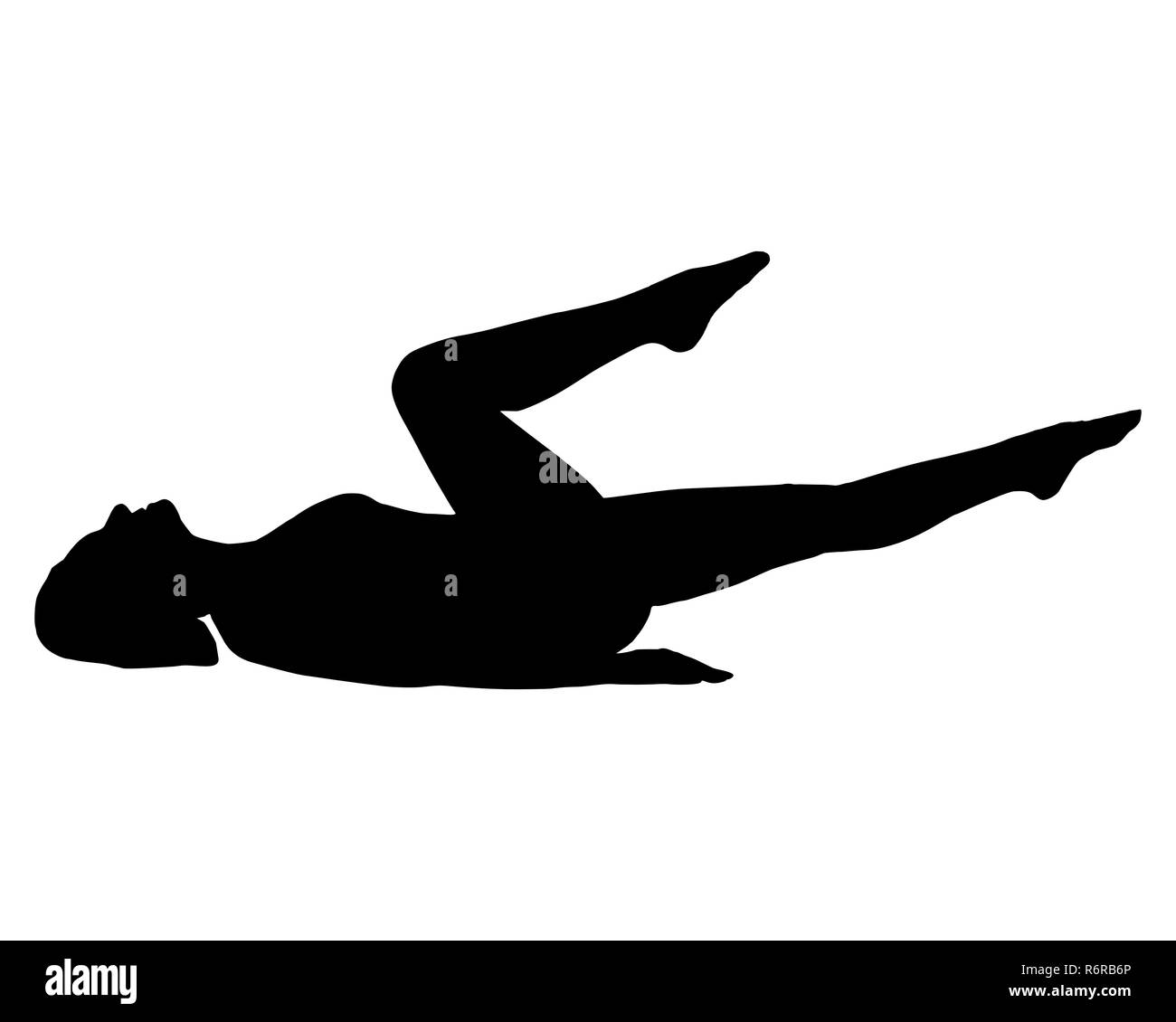 Silhouette d'une femme faisant du yoga Banque D'Images