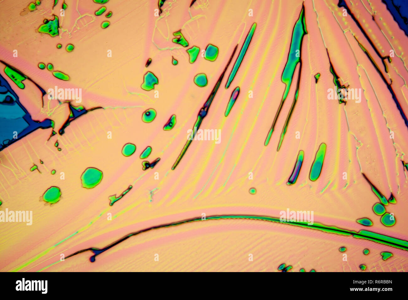 Les cristaux d'aspirine en lumière polarisée Banque D'Images