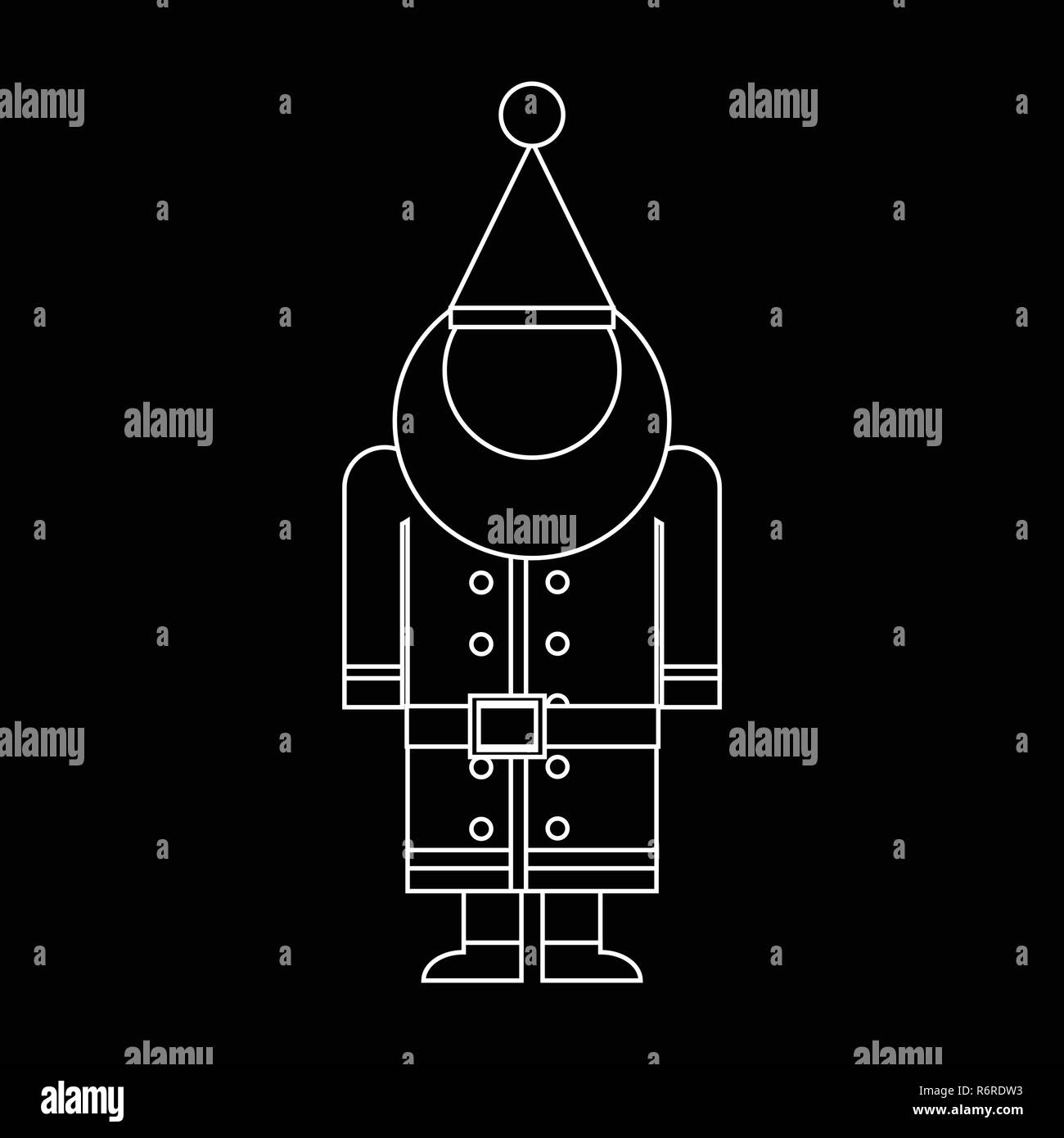 Père Noël Symbole icône du design. Illustration Vecteur de noël avec silhouette Santa hat, barbe blanche, ceinture brune isolé sur fond noir. Simple Illustration de Vecteur