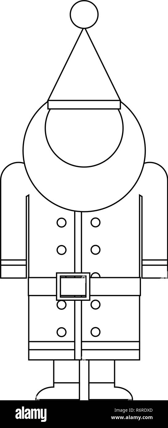 Père Noël l'icône Contour Design Symbole. Vector illustration de l'homme en rouge avec chapeau de noël, barbe blanche, ceinture brune isolé sur fond blanc. Simpl Illustration de Vecteur