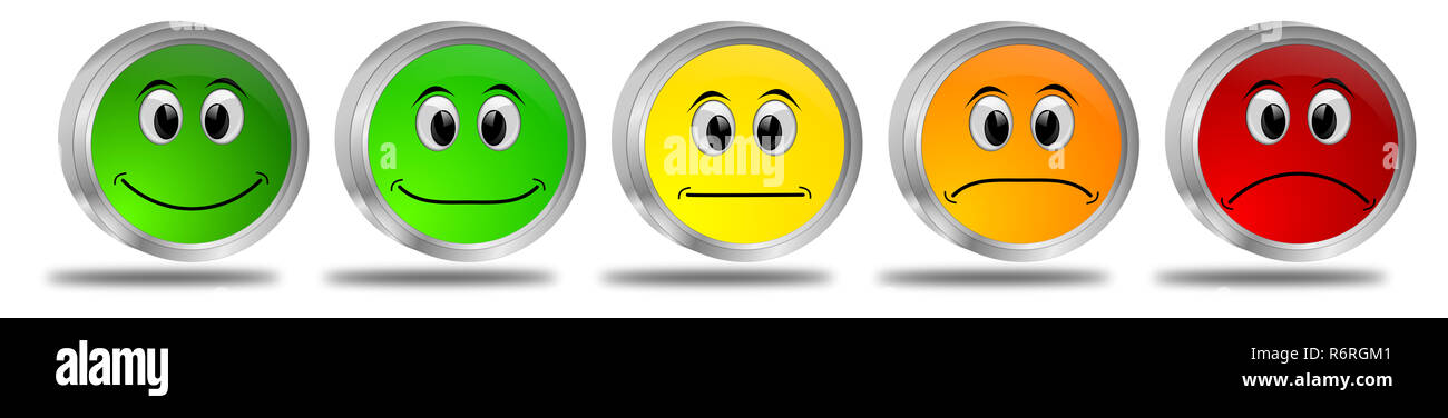 Cinq boutons de vote coloré - 3D illustration Banque D'Images