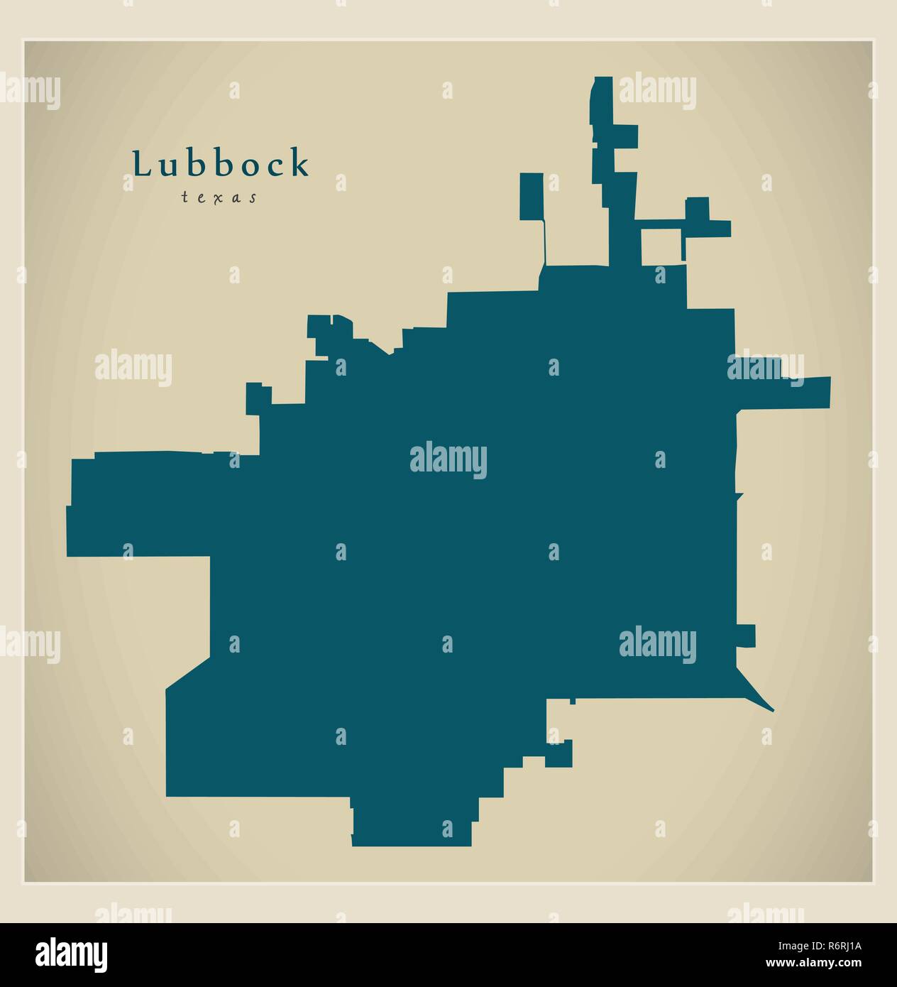 Plan de la ville moderne - Lubbock Texas City de l'USA Illustration de Vecteur