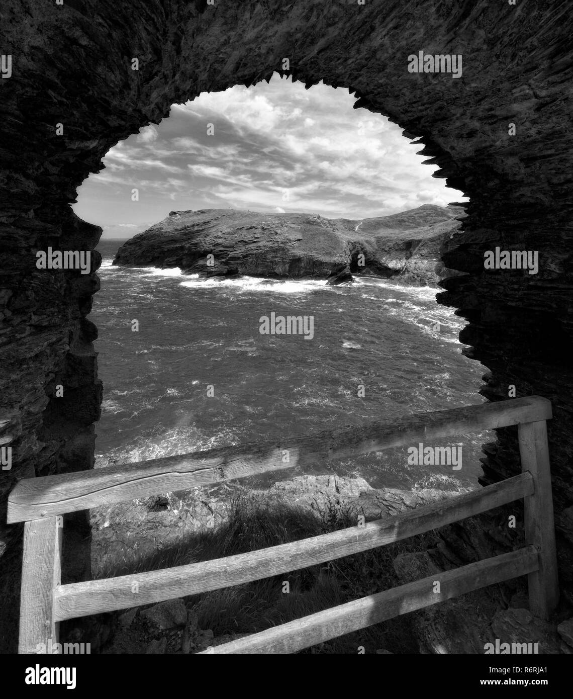 Château de Tintagel landing gate, péninsule de l'île Cornwall, Angleterre,,UK Banque D'Images