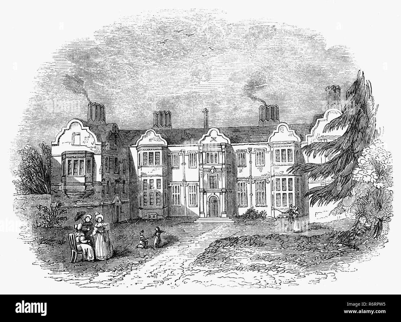 Dame Place est un ancien prieuré bénédictin dans le village d'Hurley sur les rives de la Tamise dans le comté anglais du Berkshire. Pendant le règne de Jacques, la deuxième, une chambre forte sous la maison a été le théâtre de fréquentes réunions de certains des principaux noblesse, appelant pour le prince d'Orange de prendre le trône anglais comme William III. Il est même dit que les principaux documents qui ont entraîné la glorieuse révolution ont été signés dans l'obscurité, à l'extrémité de la base. Banque D'Images