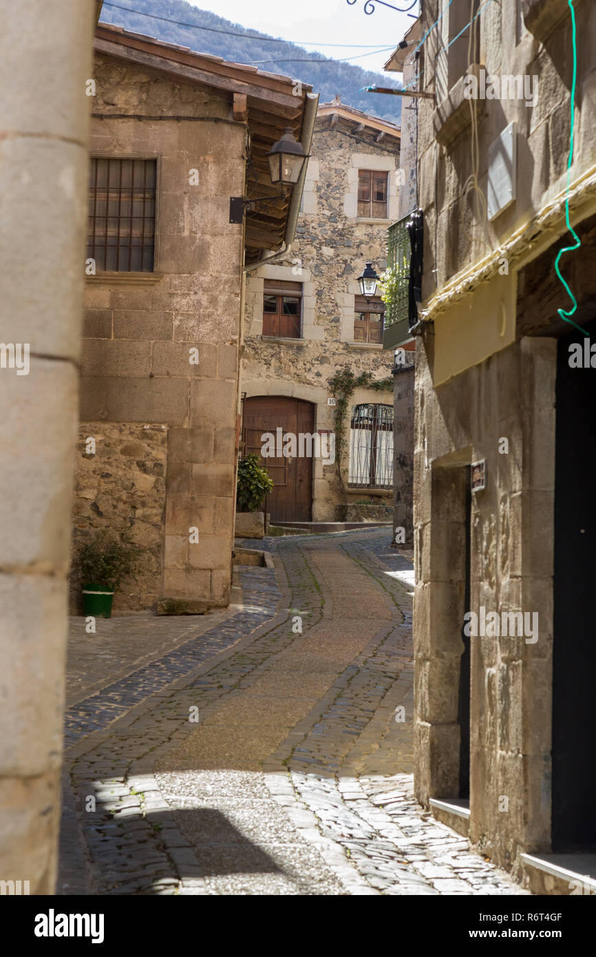 Belles maisons anciennes en pierre en Espagne Banque D'Images