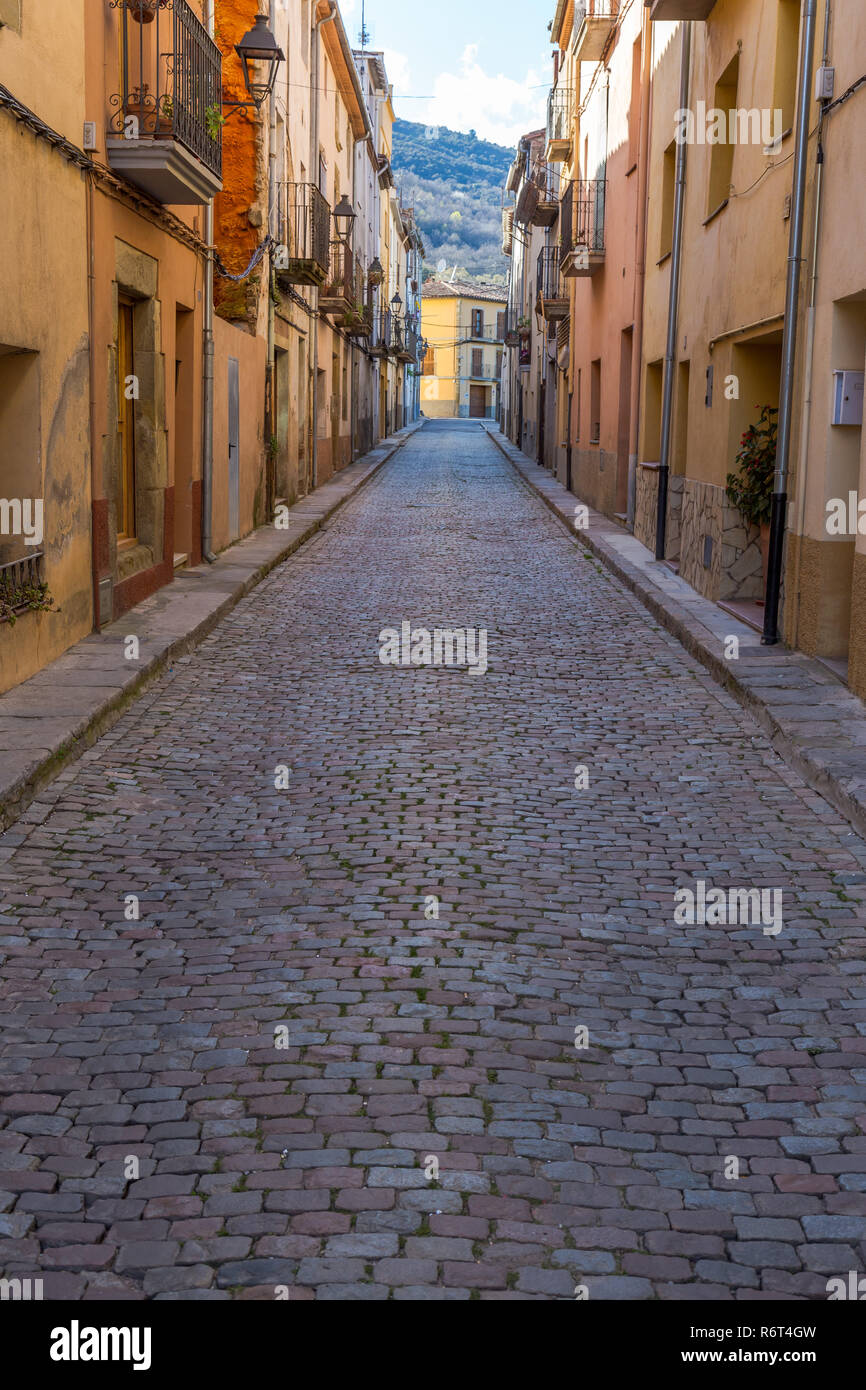 Belles maisons anciennes en pierre en Espagne Banque D'Images