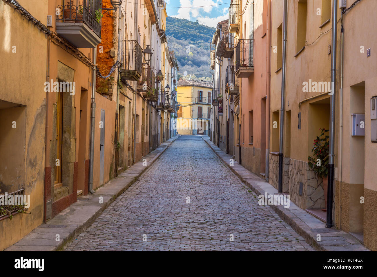 Belles maisons anciennes en pierre en Espagne Banque D'Images