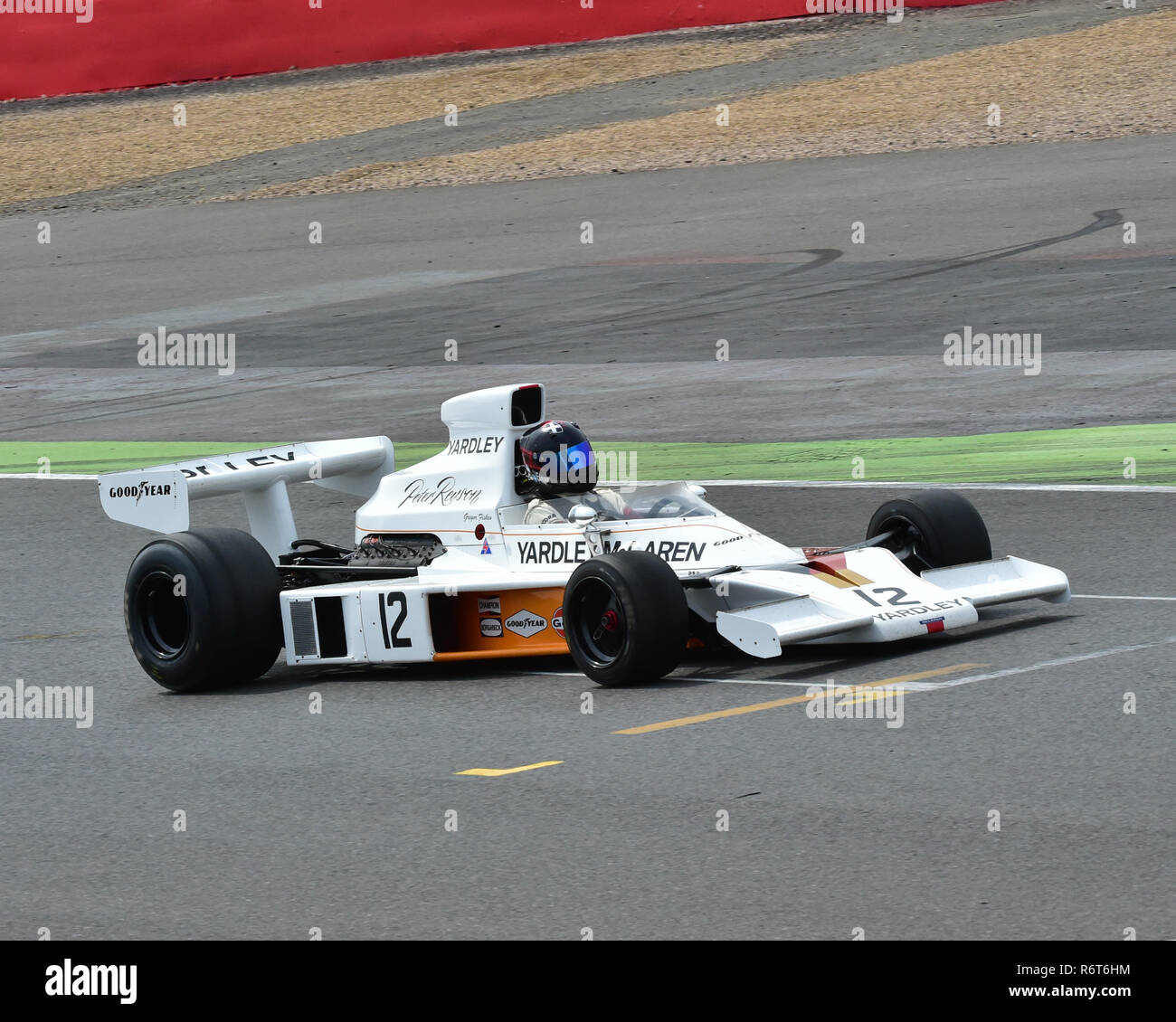 Gregor Fisken, McLaren M23, Silverstone Classic en 2014, en 2014, les voitures de course classique, F1, FIA, Ford, Formule 1, Grand Prix automobile, Formule 1 historiques, Hist Banque D'Images