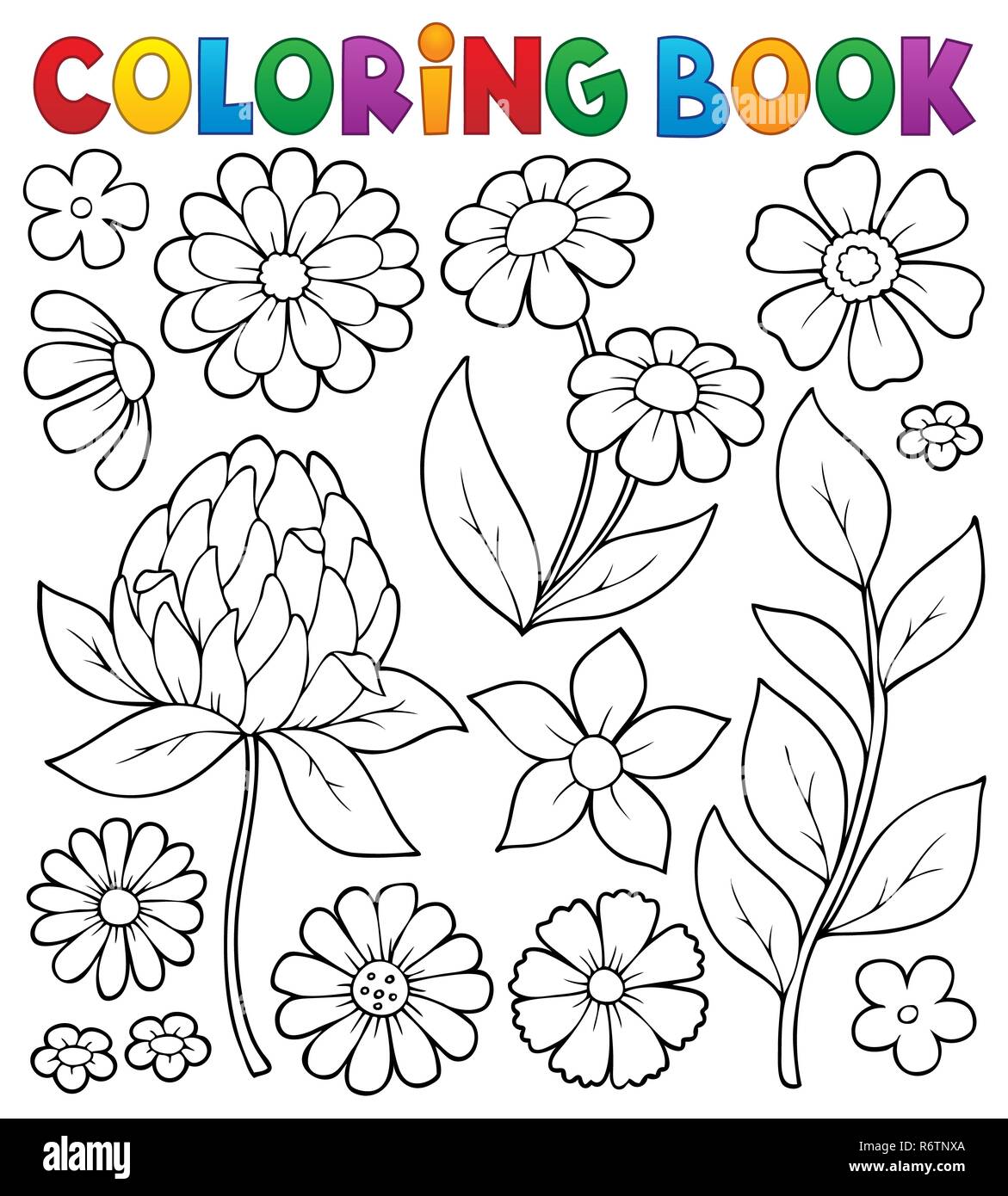Fleur coloriage thème 8 Banque D'Images