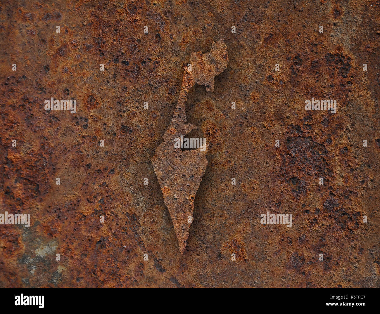 La carte d'Israël sur métal rouillé Banque D'Images