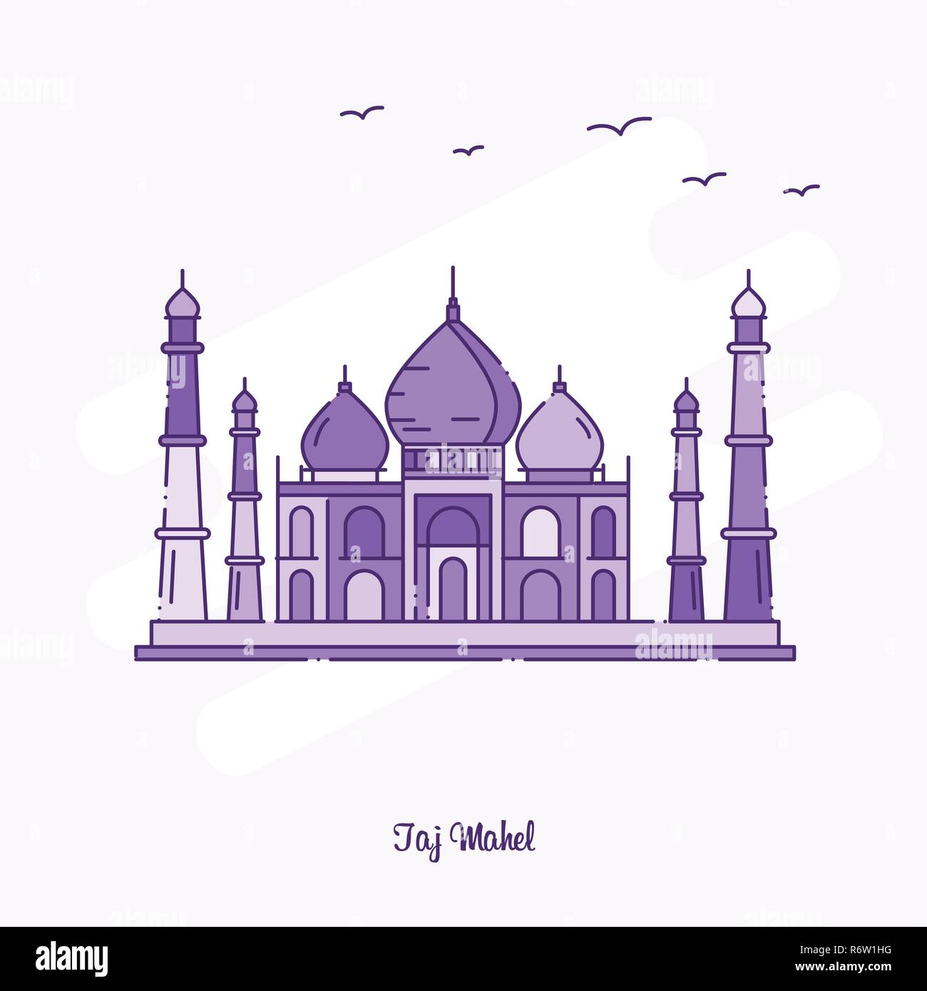 Monument TAJ MAHEL pointillés violets skyline vector illustration Illustration de Vecteur