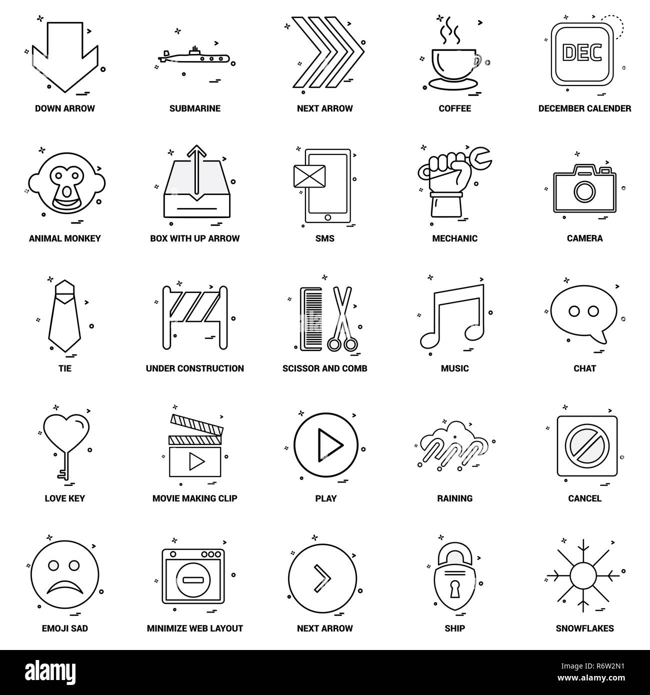 25 Concept d'entreprise Ligne Mix Icon Set Illustration de Vecteur