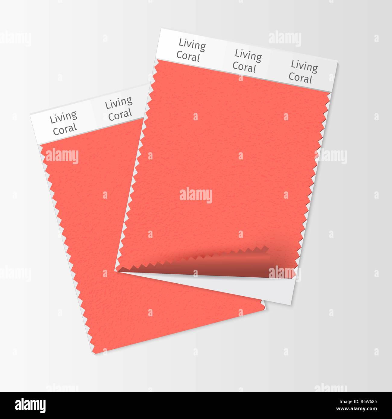 Les échantillons de tissus textiles, modèle swatch pour l'intérieur du Conseil de l'humeur avec des coraux vivants 2019 Couleur de l'année. Palette de couleurs très tendance, pièce de tissu rouge. Vector illustration pour le blog Illustration de Vecteur