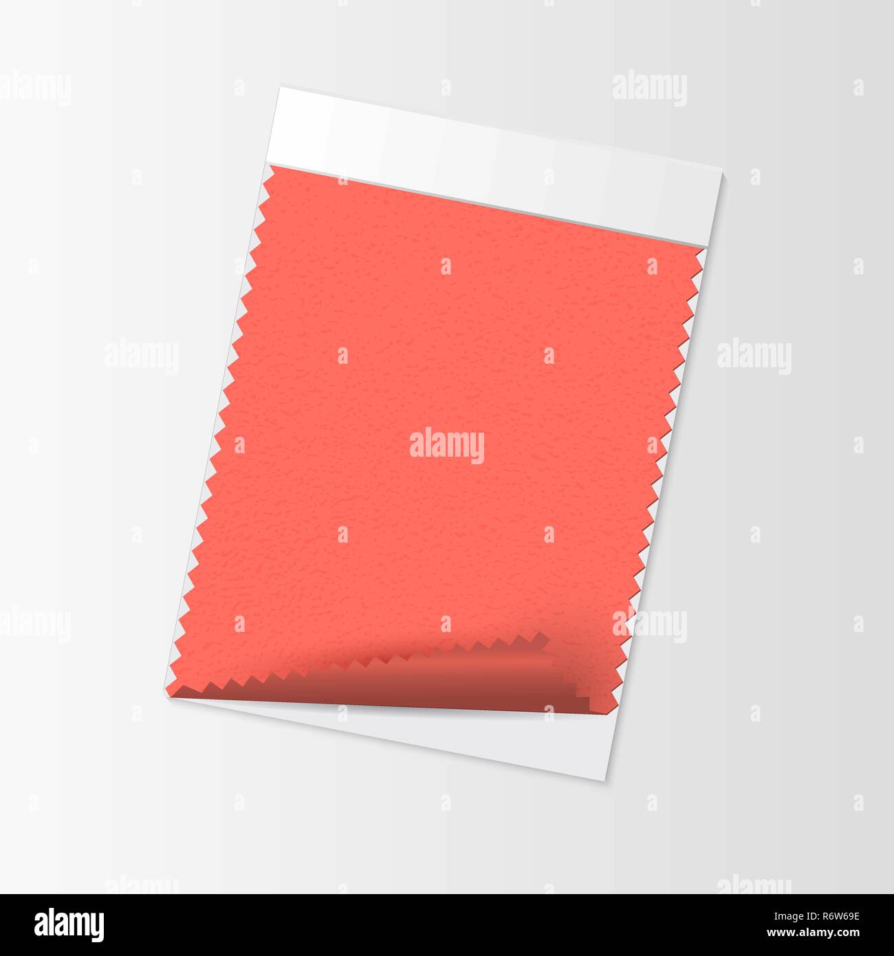 Échantillon de tissu, modèle swatch textiles pour l'intérieur du Conseil de l'humeur avec des coraux vivants 2019 Couleur de l'année. Palette de couleurs très tendance, pièce de tissu rouge. Vector illustration pour la publicité Illustration de Vecteur