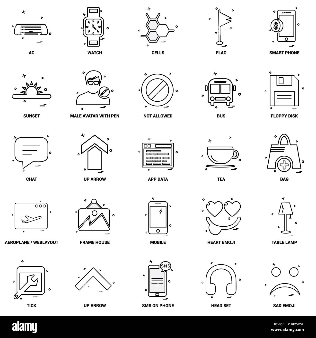 25 Concept d'entreprise Ligne Mix Icon Set Illustration de Vecteur