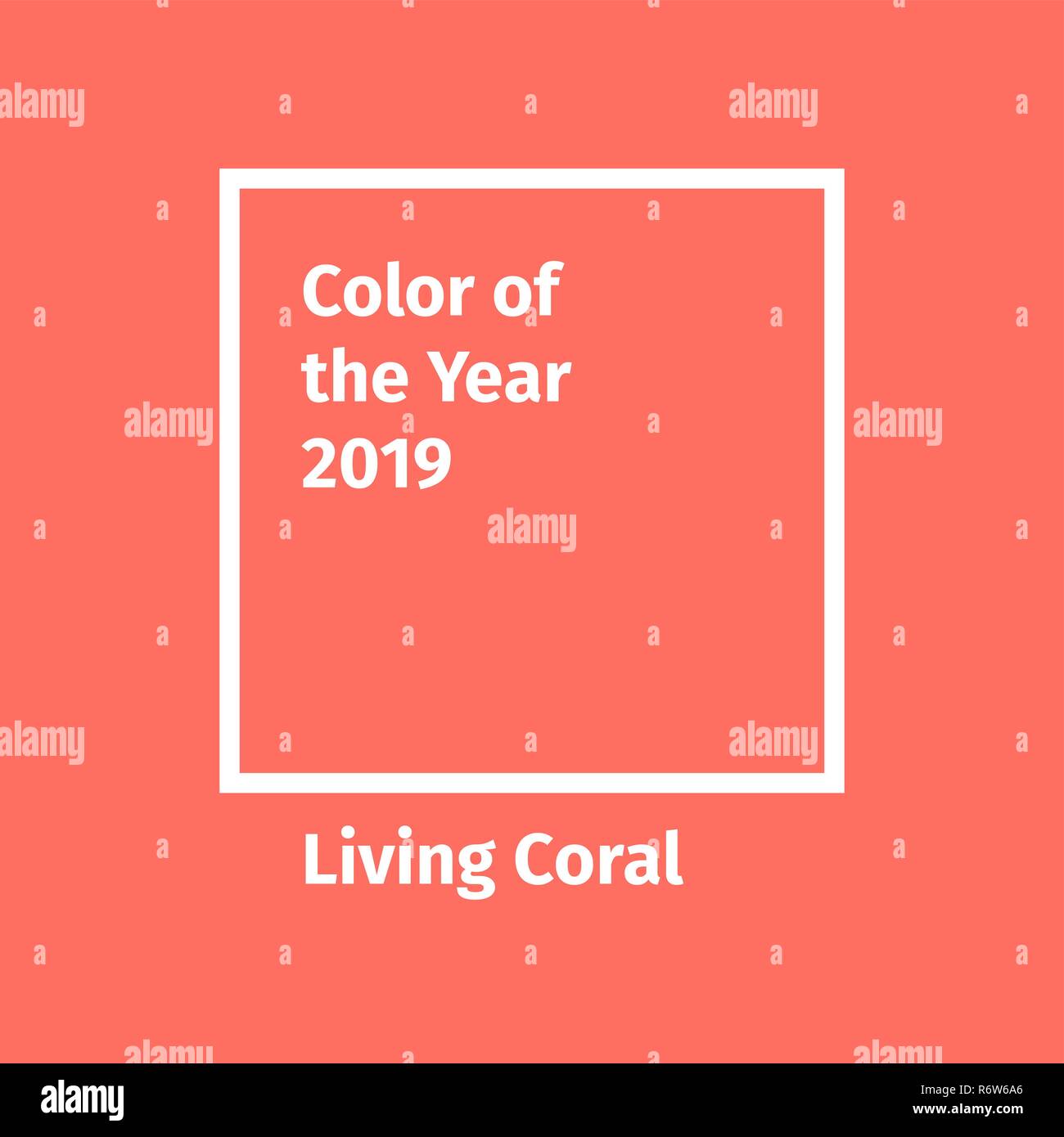 Couleur de l'année 2019. Palette de couleurs tendance. Swatch : Corail vivant. Vector illustration pour la publicité, blogs et autres Illustration de Vecteur