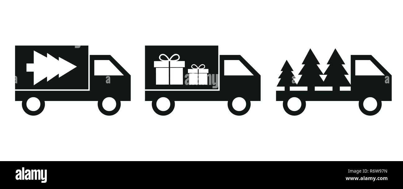 Arbre de Noël et cadeaux de van service icône illustration vecteur EPS10 Illustration de Vecteur