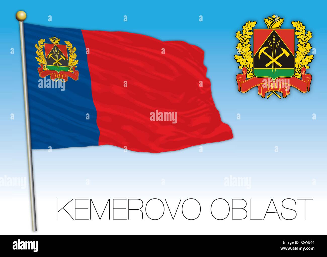 Oblast de Kemerovo drapeau, Fédération de Russie, vector illustration Illustration de Vecteur