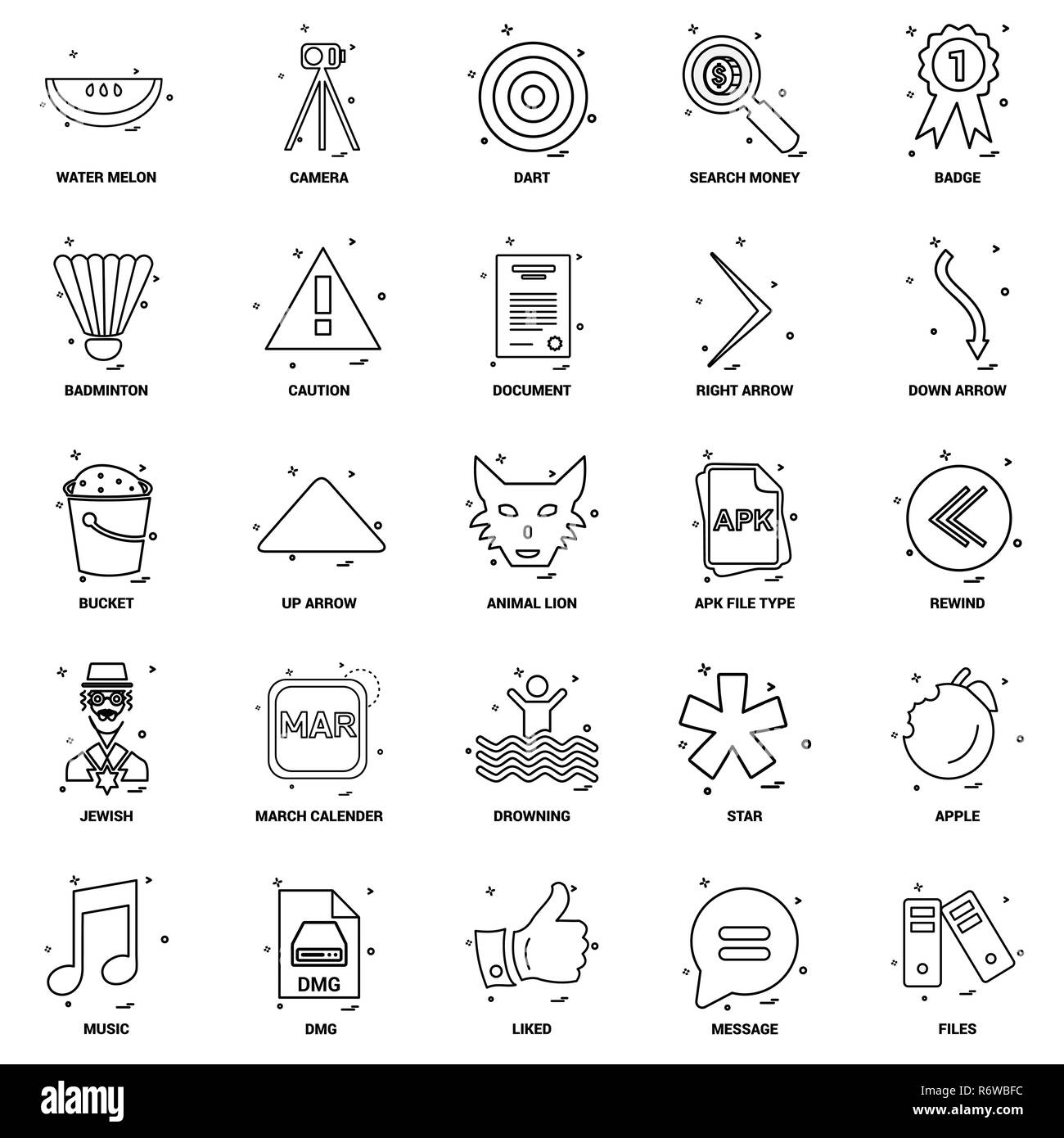 25 Concept d'entreprise Ligne Mix Icon Set Illustration de Vecteur