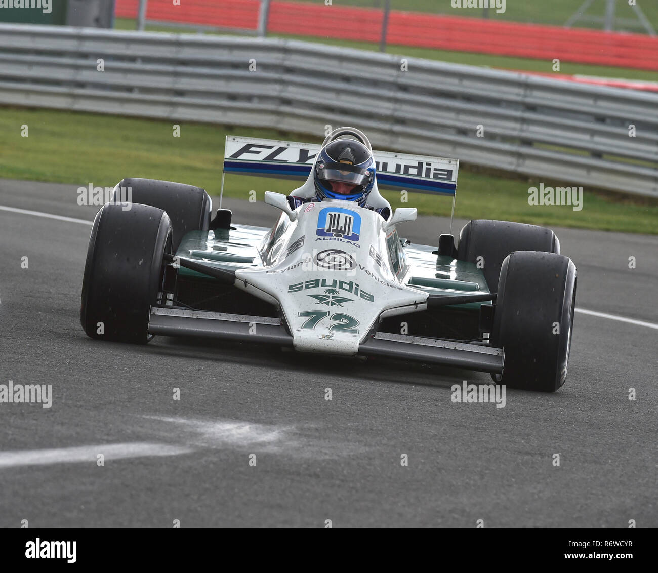 Le 11 avril 2004, Andrew Williams FW07B, maîtres de la FIA, Formule 1 historiques, Silverstone Classic 2015, Chris McEvoy, circuit, cjm-photographie, Rac classique Banque D'Images