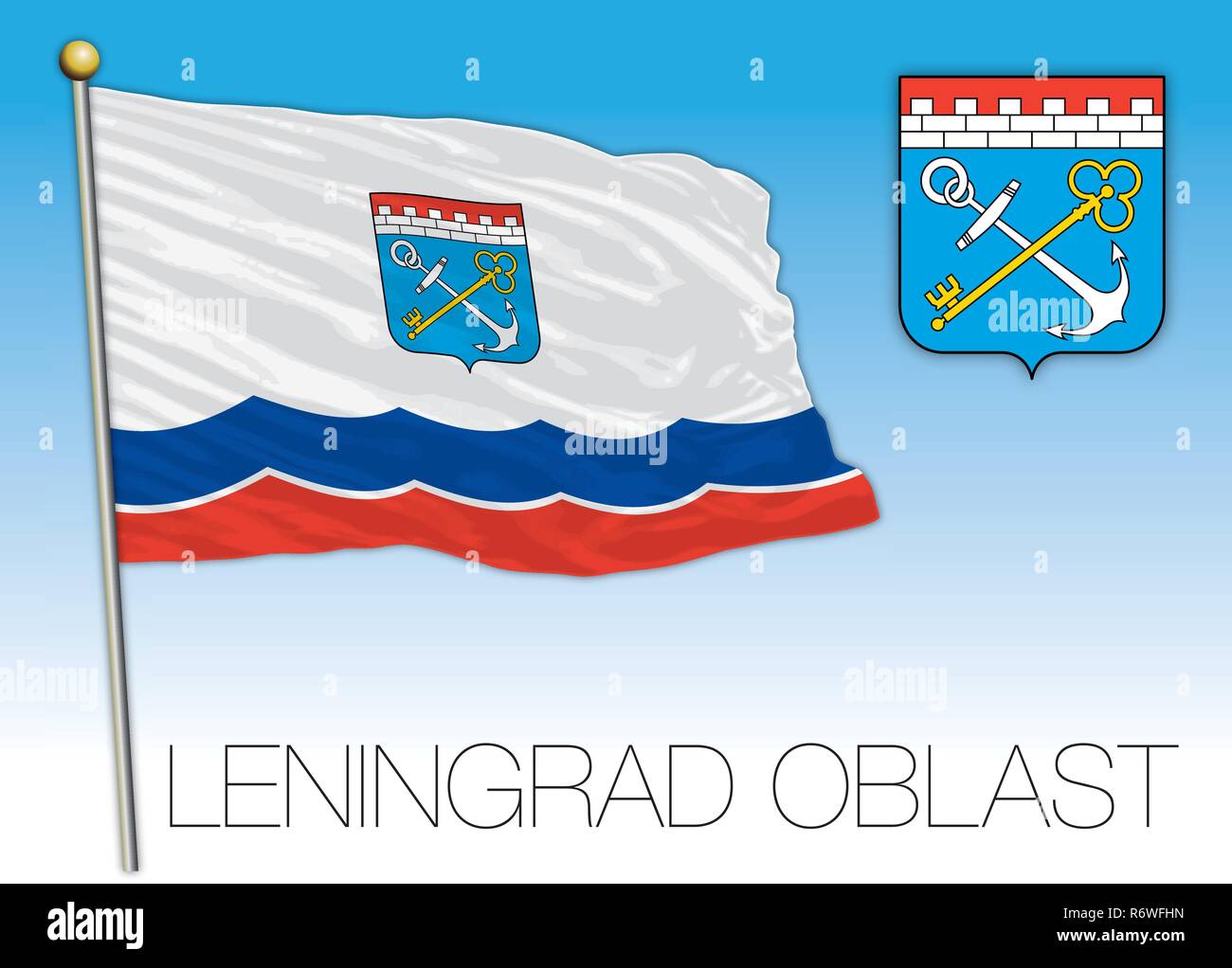 Drapeau de l'oblast de Léningrad, Fédération de Russie, vector illustration Illustration de Vecteur