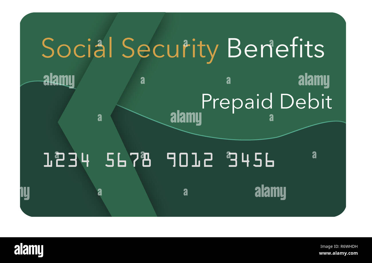 Les prestations fédérales de la sécurité sociale, SSI, VA et plus ne peut être payé à l'aide d'une carte de débit prépayée. Voici une simulation d'une carte de débit prépayée pour un gouvernement tellement Banque D'Images