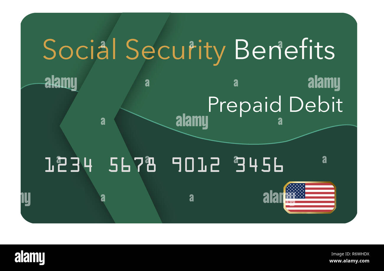 Les prestations fédérales de la sécurité sociale, SSI, VA et plus ne peut être payé à l'aide d'une carte de débit prépayée. Voici une simulation d'une carte de débit prépayée pour un gouvernement tellement Banque D'Images