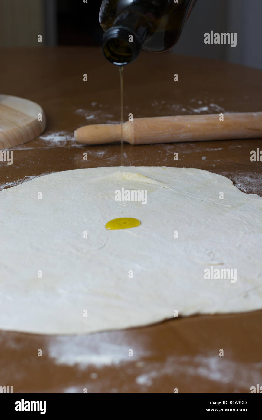 Fabrication de fromage fait maison tarte ou autre type de pâte appetizer Banque D'Images