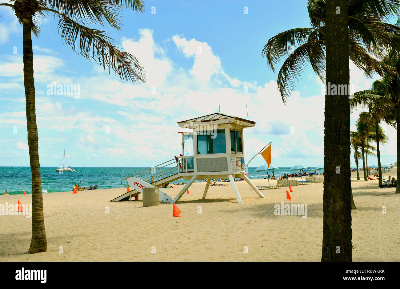 Lifeguard station sur Fort Lauderdale Beach Banque D'Images