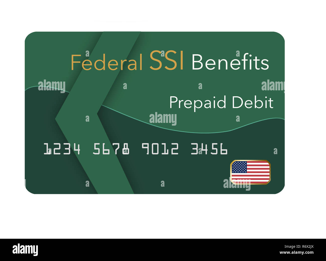 Les prestations fédérales de la sécurité sociale, SSI, VA et plus ne peut être payé à l'aide d'une carte de débit prépayée. Voici une simulation d'une carte de débit prépayée pour un gouvernement Su Banque D'Images