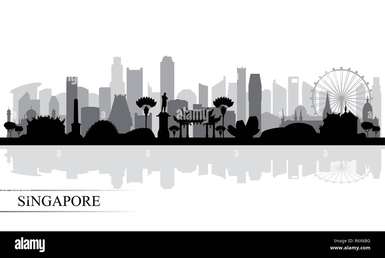 Singapore city skyline silhouette background, vector illustration Illustration de Vecteur