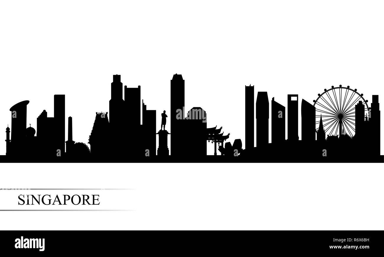 Singapore city skyline silhouette background, vector illustration Illustration de Vecteur