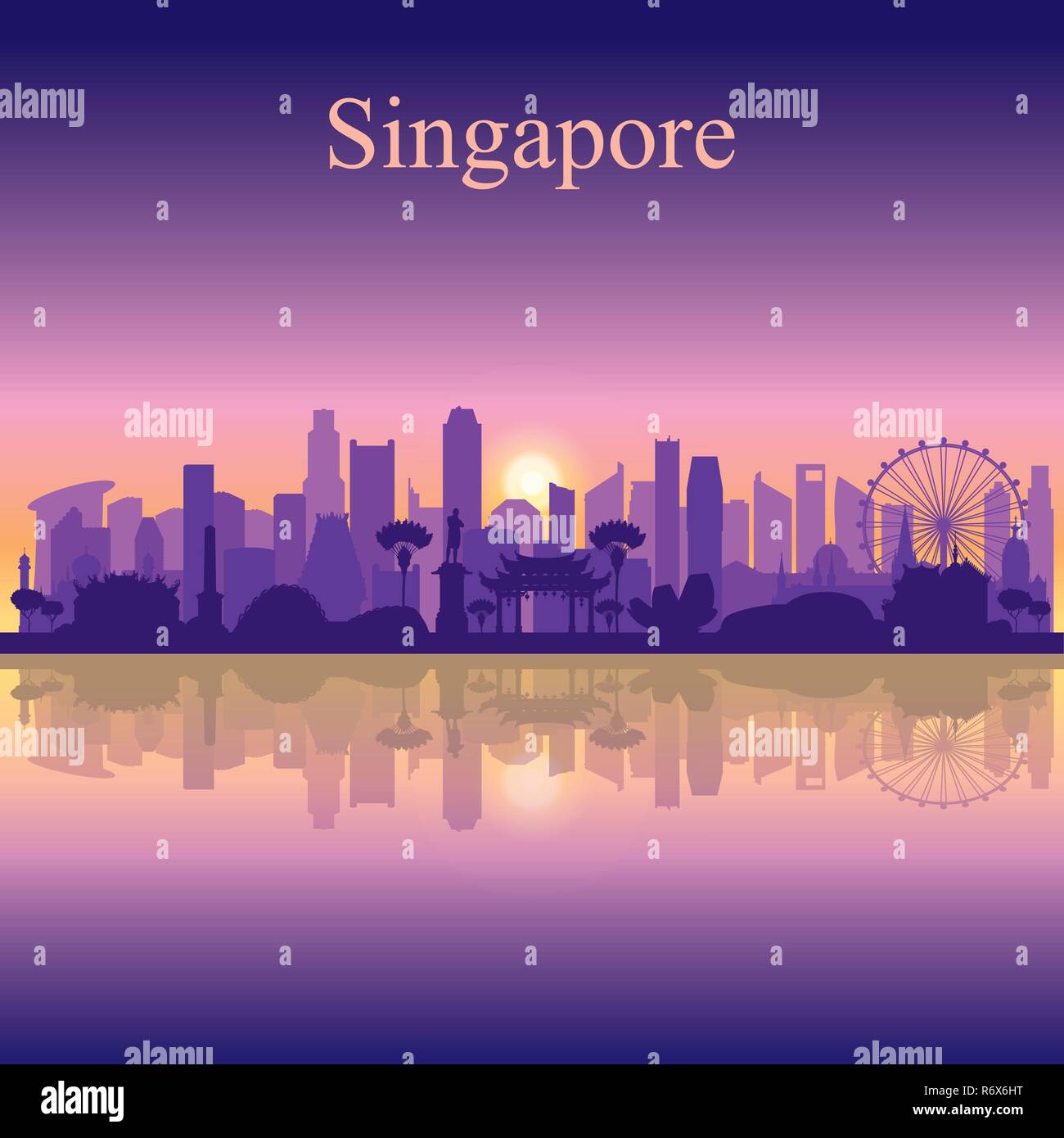 Singapore city skyline silhouette background, vector illustration Illustration de Vecteur