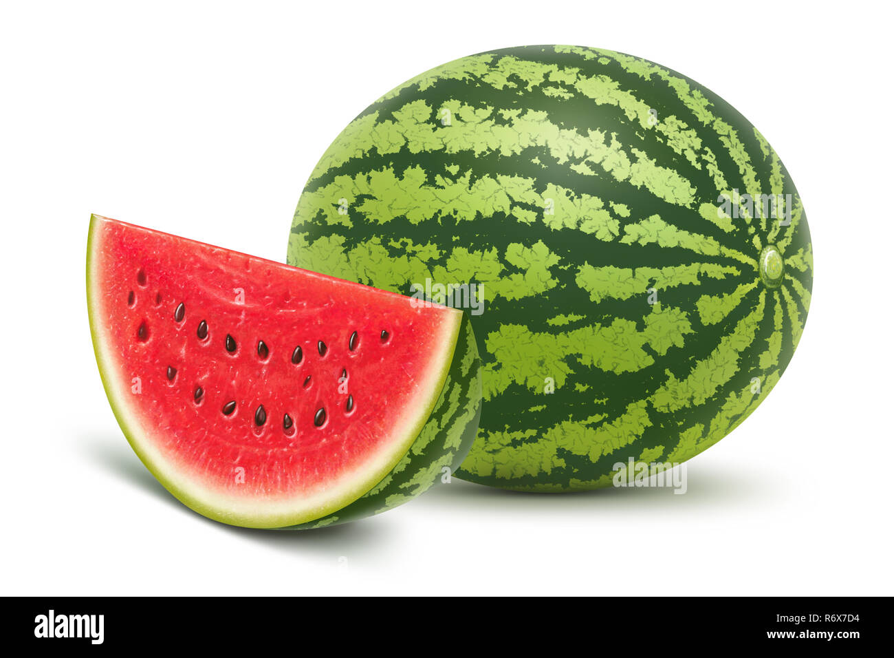 Watermelon slice et illustration, peinture numérique Banque D'Images