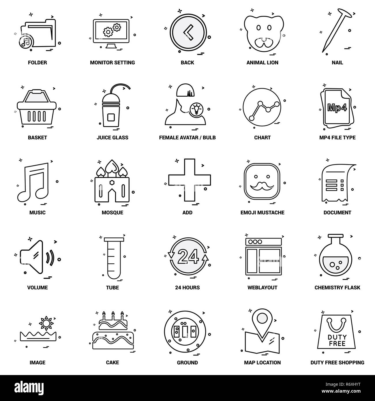 25 Concept d'entreprise Ligne Mix Icon Set Illustration de Vecteur