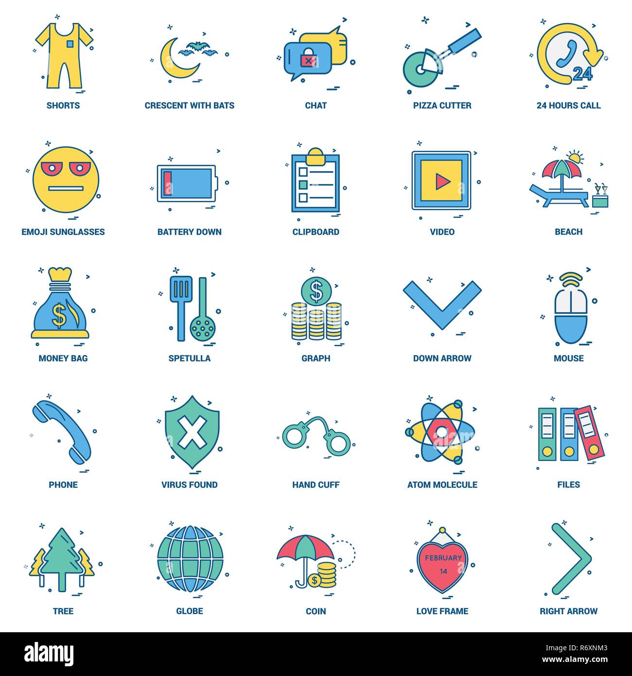 25 Concept d'affaires télévision Mix Color Icon Set Illustration de Vecteur