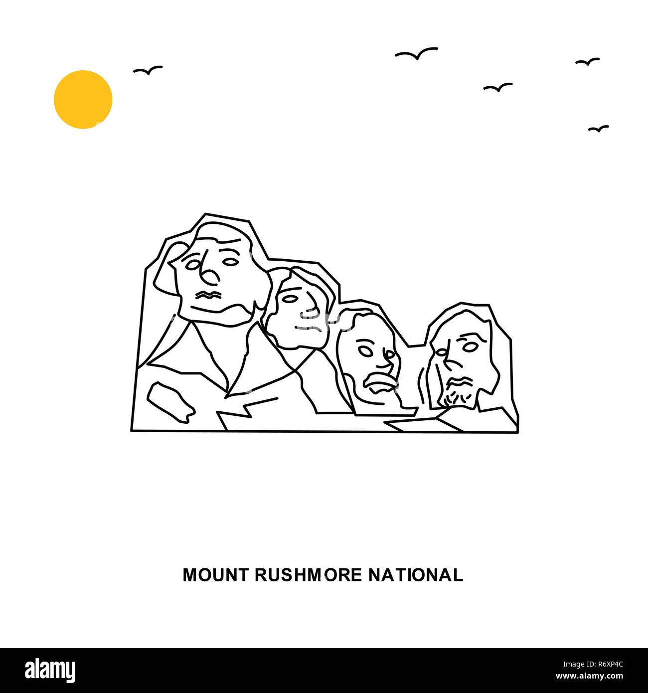 MOUNT RUSHMORE National Monument. Illustration naturelle de Voyage du Monde historique en ligne . Illustration de Vecteur