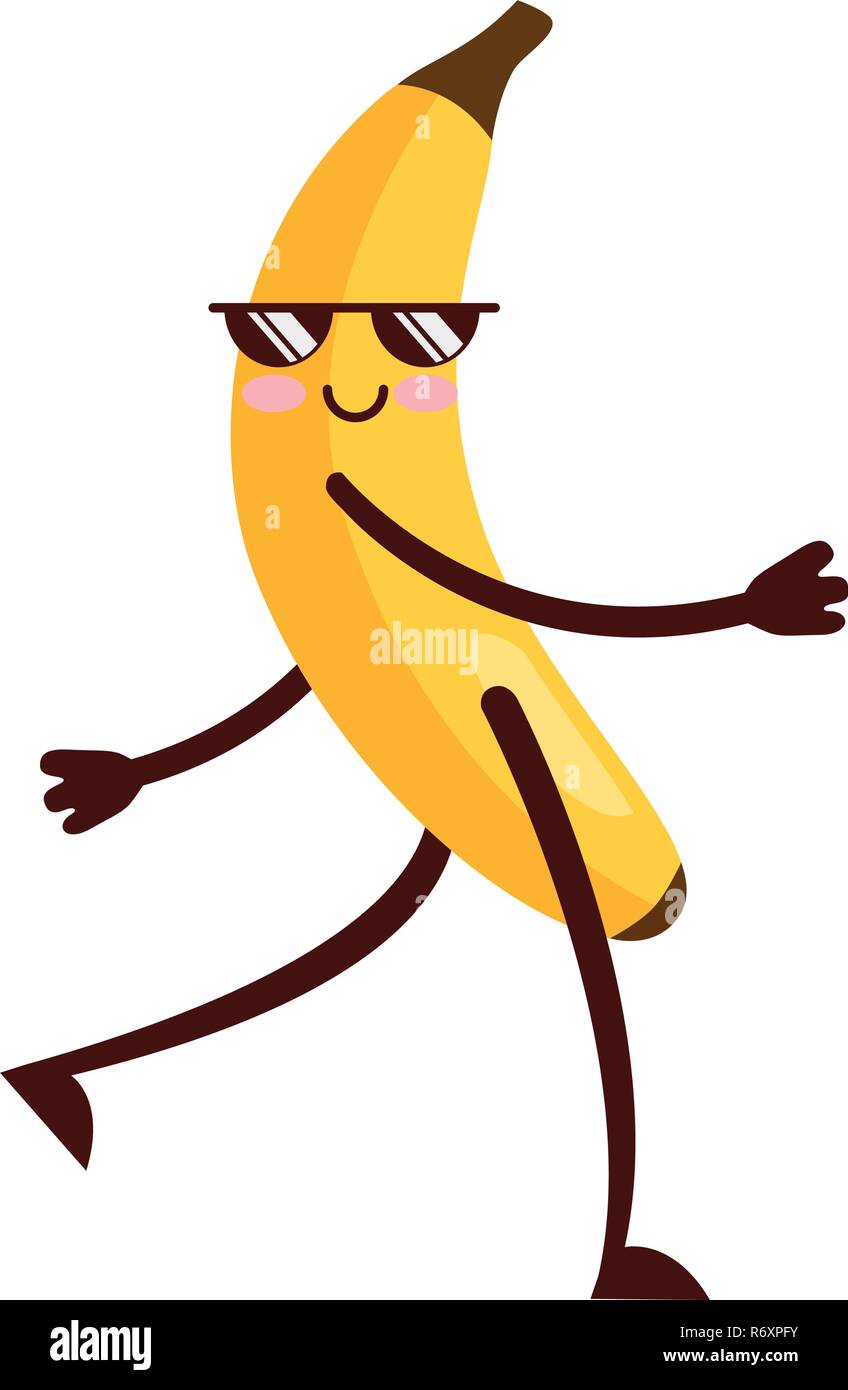 Kawaii Cute Cartoon Lunettes Avec Banane Image Vectorielle Stock Alamy