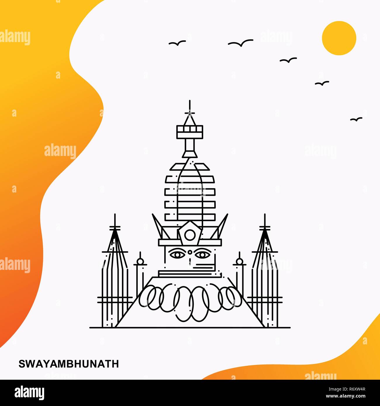Modèle d'Affiche SWAYAMBHUNATH Voyage Illustration de Vecteur