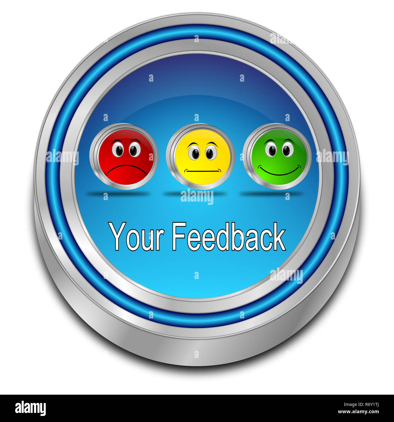 Bleu brillant votre bouton Commentaires - 3D illustration Banque D'Images