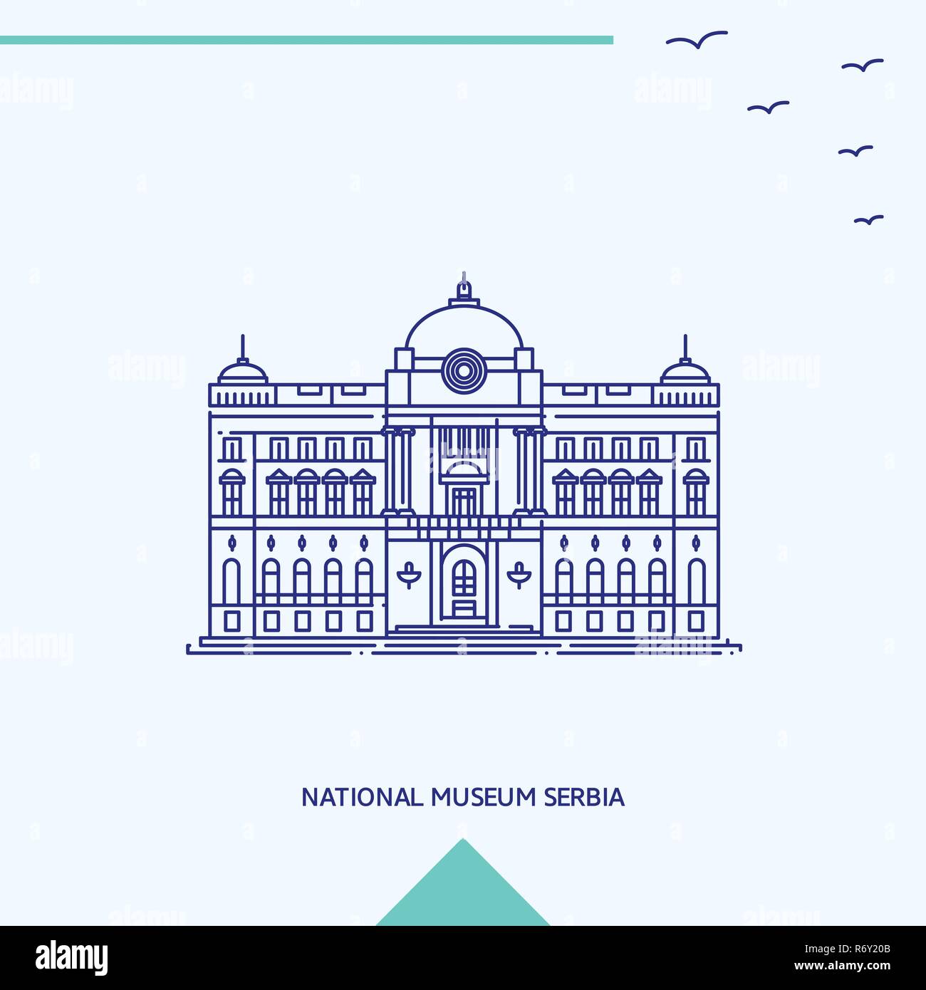 Musée national de la Serbie skyline vector illustration Illustration de Vecteur