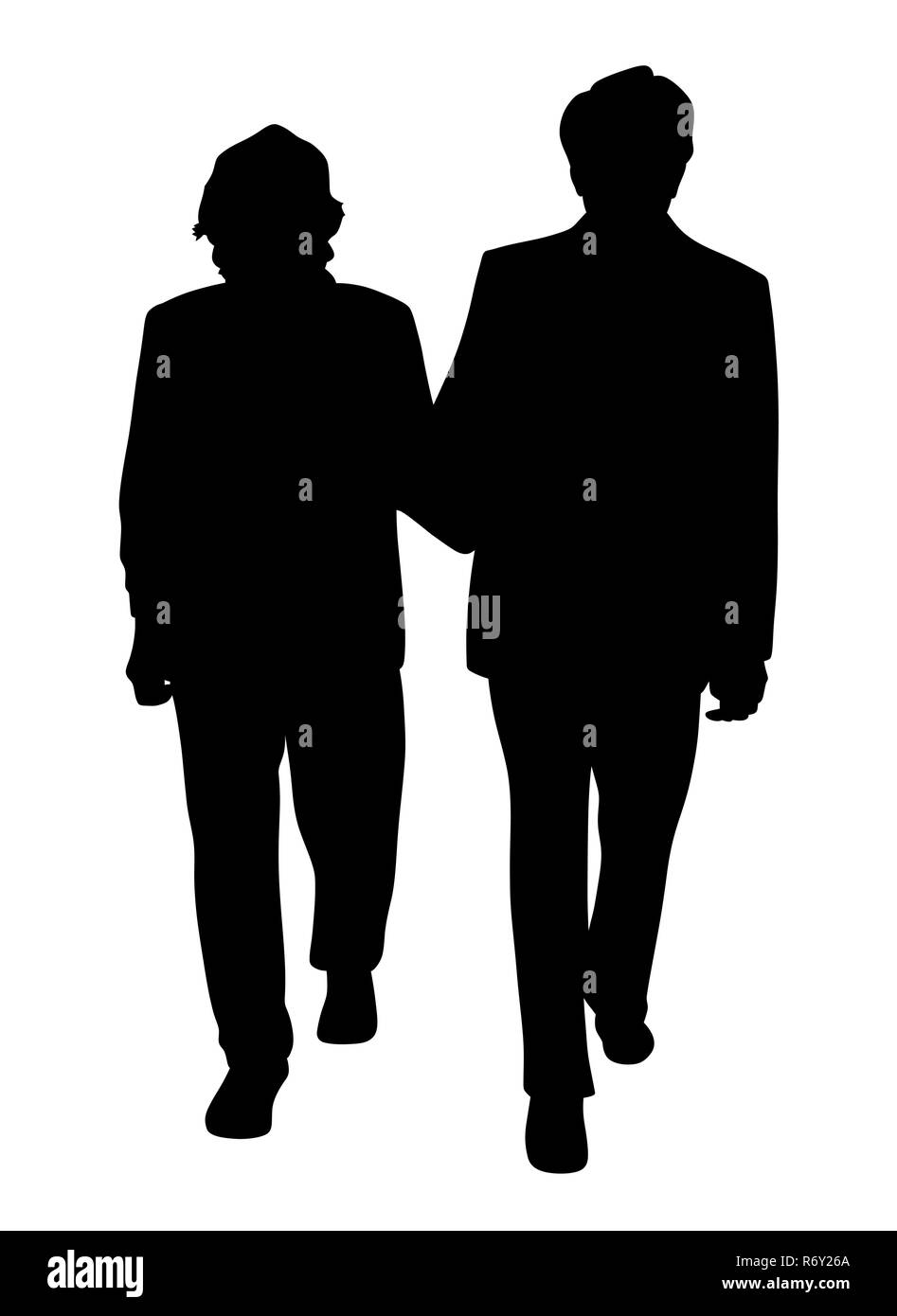 Senior couple walking arm in arm Illustration de Vecteur