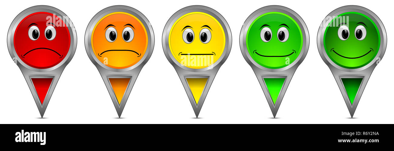 Cinq boutons de vote coloré - 3D illustration Banque D'Images